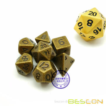 Bescon 10MM Mini Solid Metal Dice Set, Ancient Mini Metallic Polyhedral D&D RPG Miniature Dice 7-sets